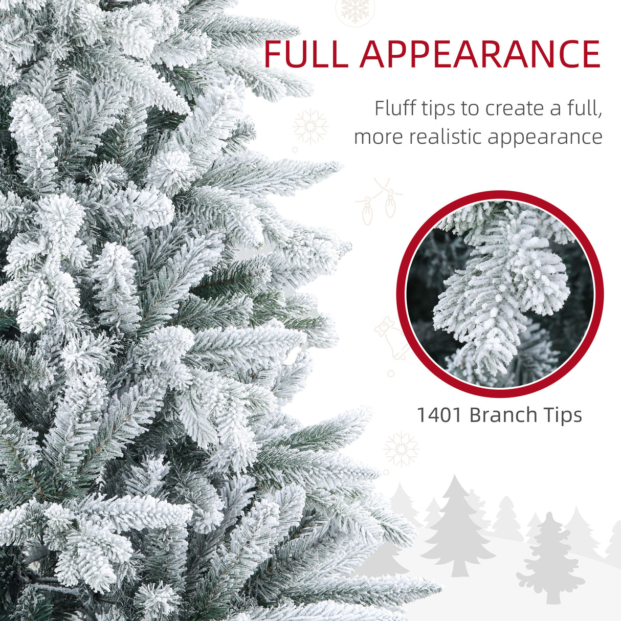 HOMCOM 7ft Snow Flocked Artificial Christmas Tree