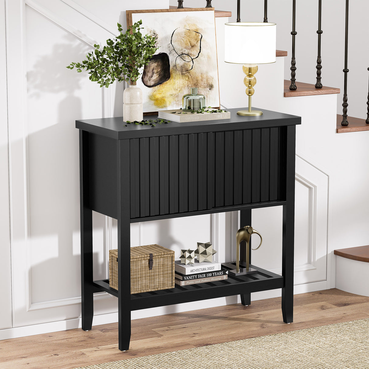 31.5" Entryway Console Table with Sliding Drawer Doors