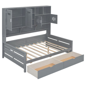 Daybed With All-In-One Cabinet And Shelf