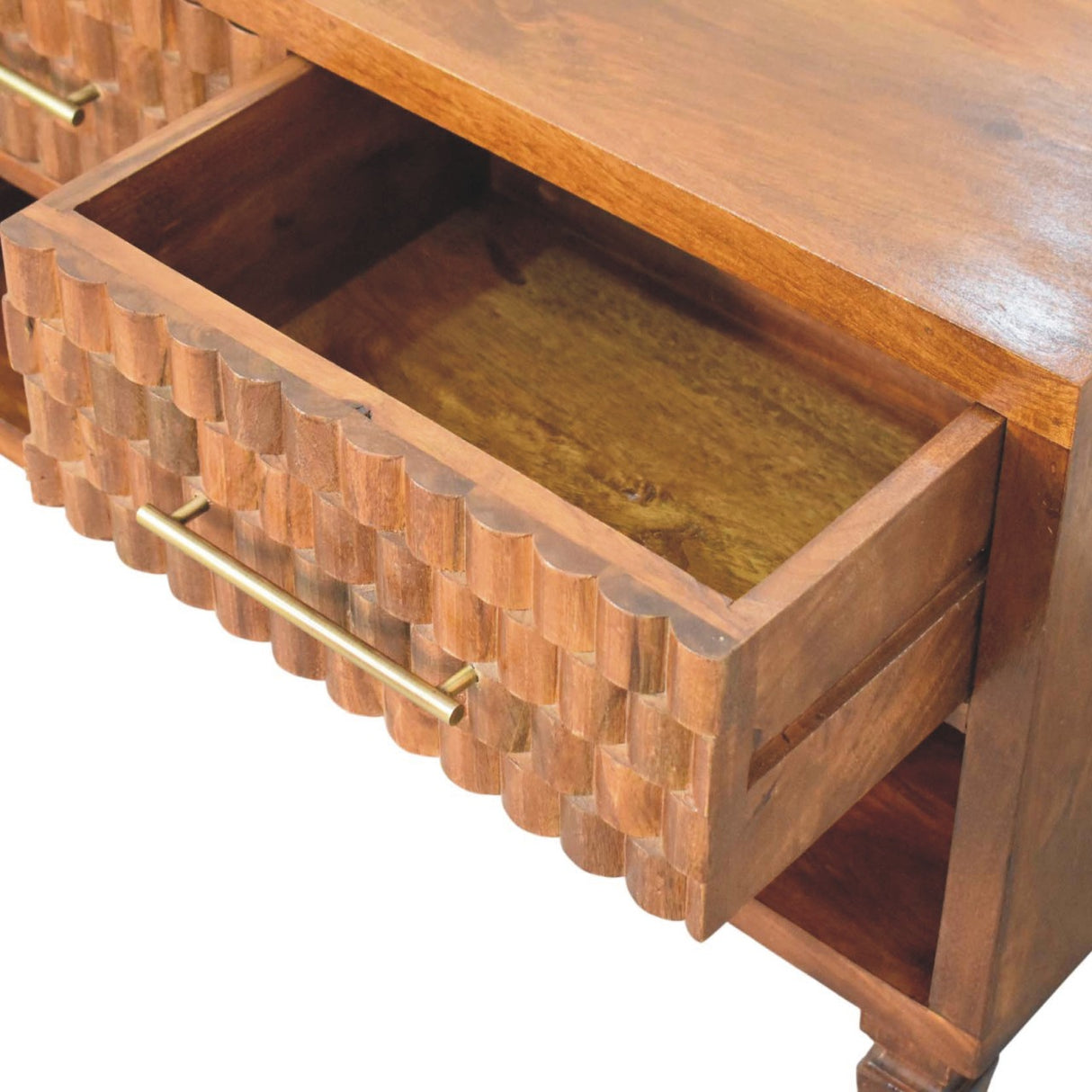Solid Wood Cadiz Carved Shoe Bench