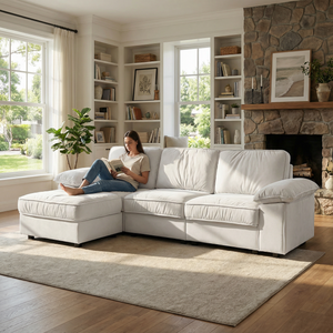 Modern L-Shaped Sectional Sofa with Ottoman - 105.5 Inch