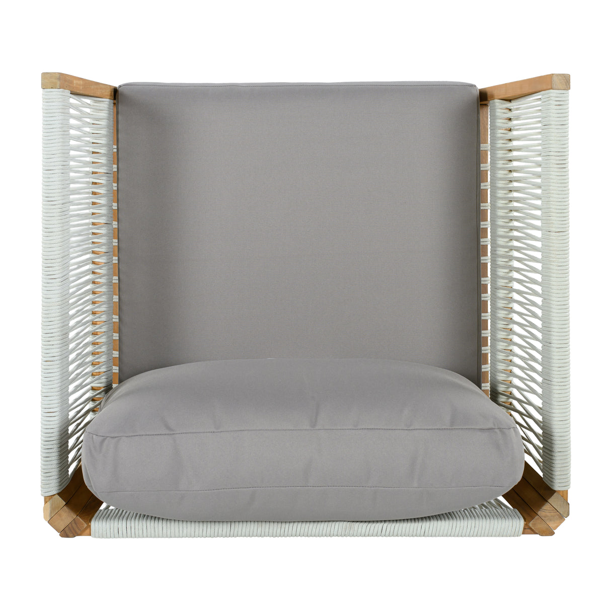 30.3" Outdoor Acacia Wood Patio Chair with Woven Rope Accents