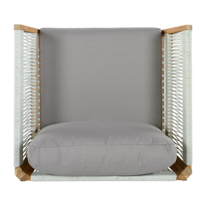 30.3" Outdoor Acacia Wood Patio Chair with Woven Rope Accents