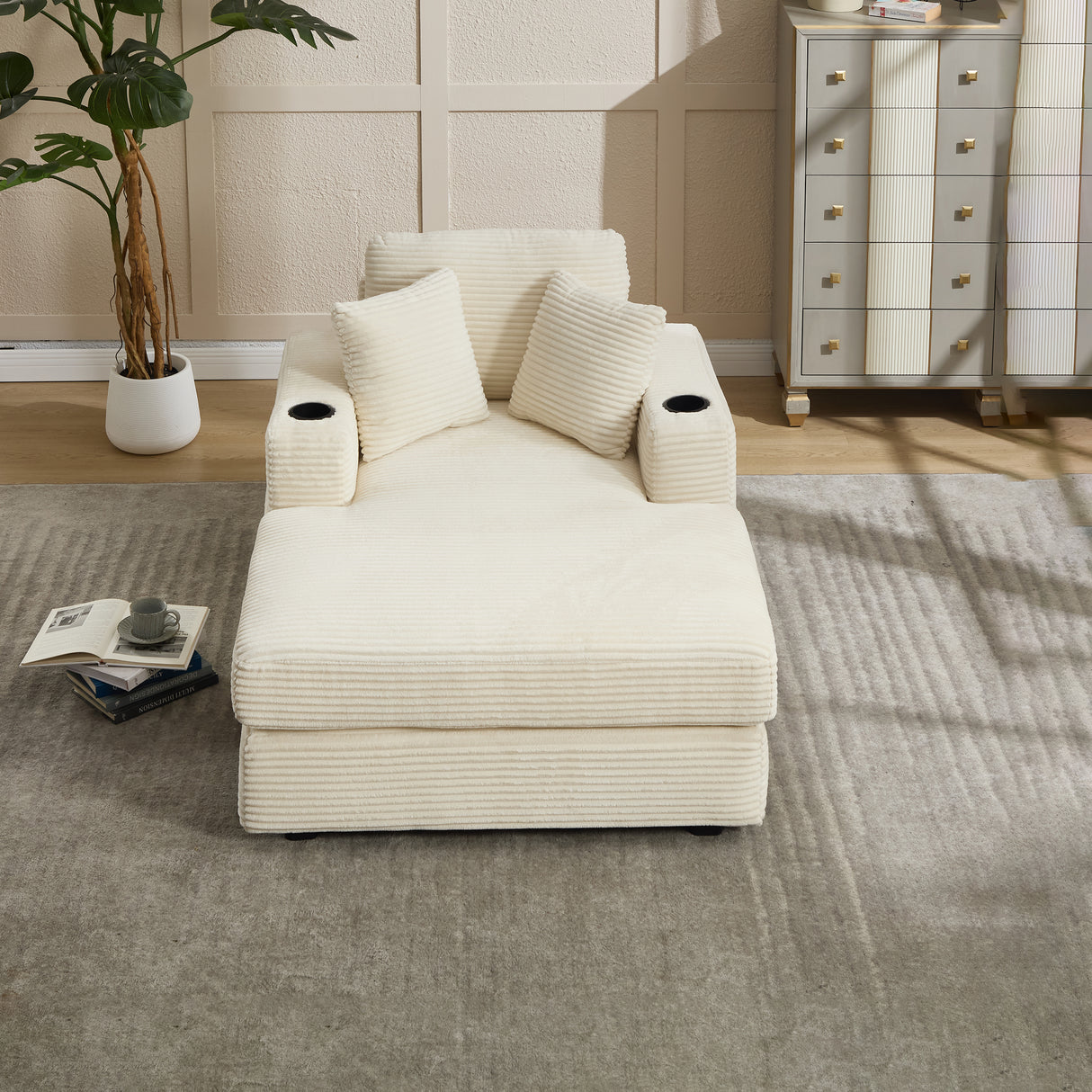 Corduroy Upholstered Chaise Lounge Sofa