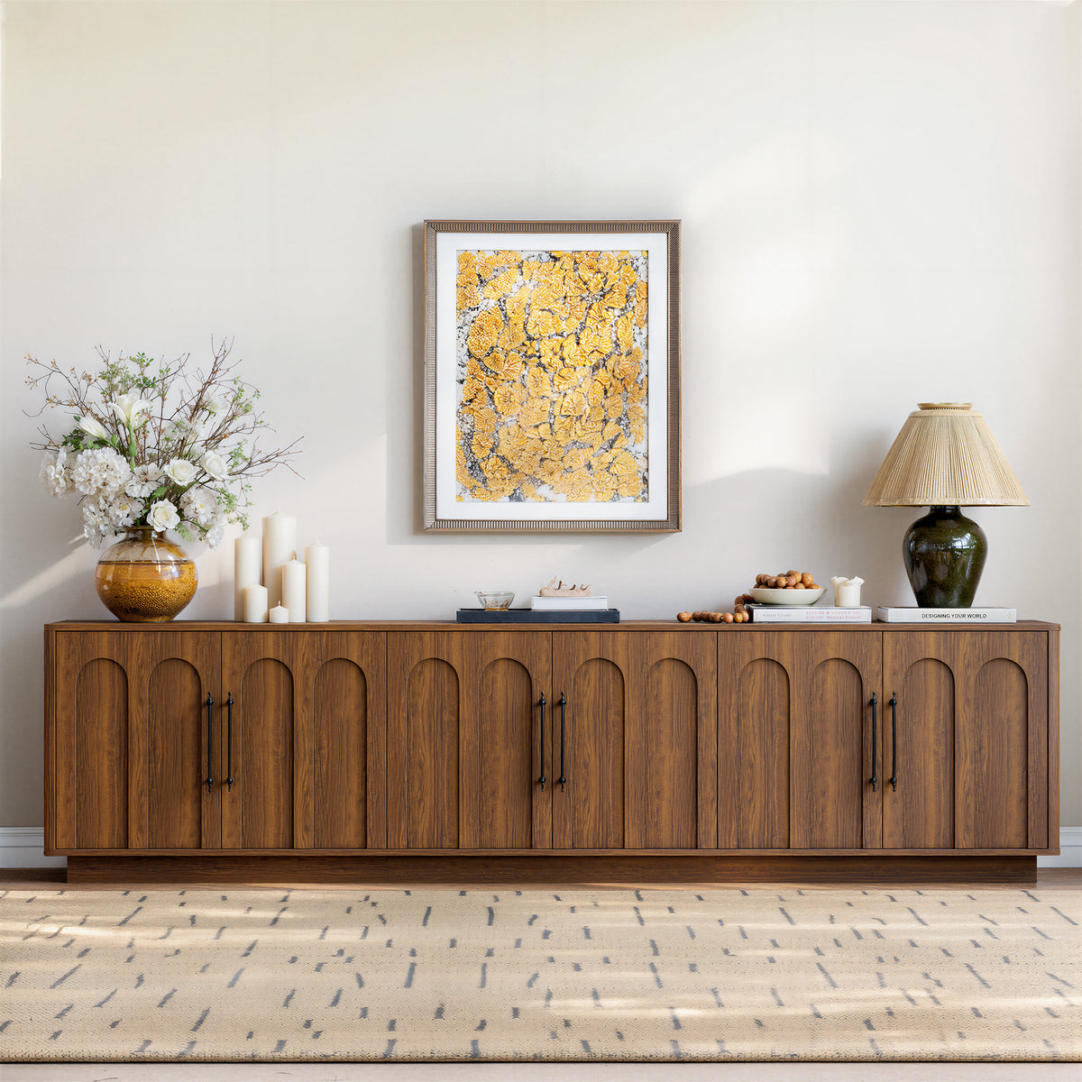 94.5" Extra Long TV Stand for Large TVs, 6-Door Media Console with Storage