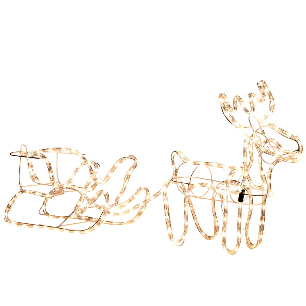 Outsunny-35'-LED-Reindeer-Sleigh-Outdoor-Christmas-Standing-Figure-Decoration-Seasonal-&-Holiday-Decor