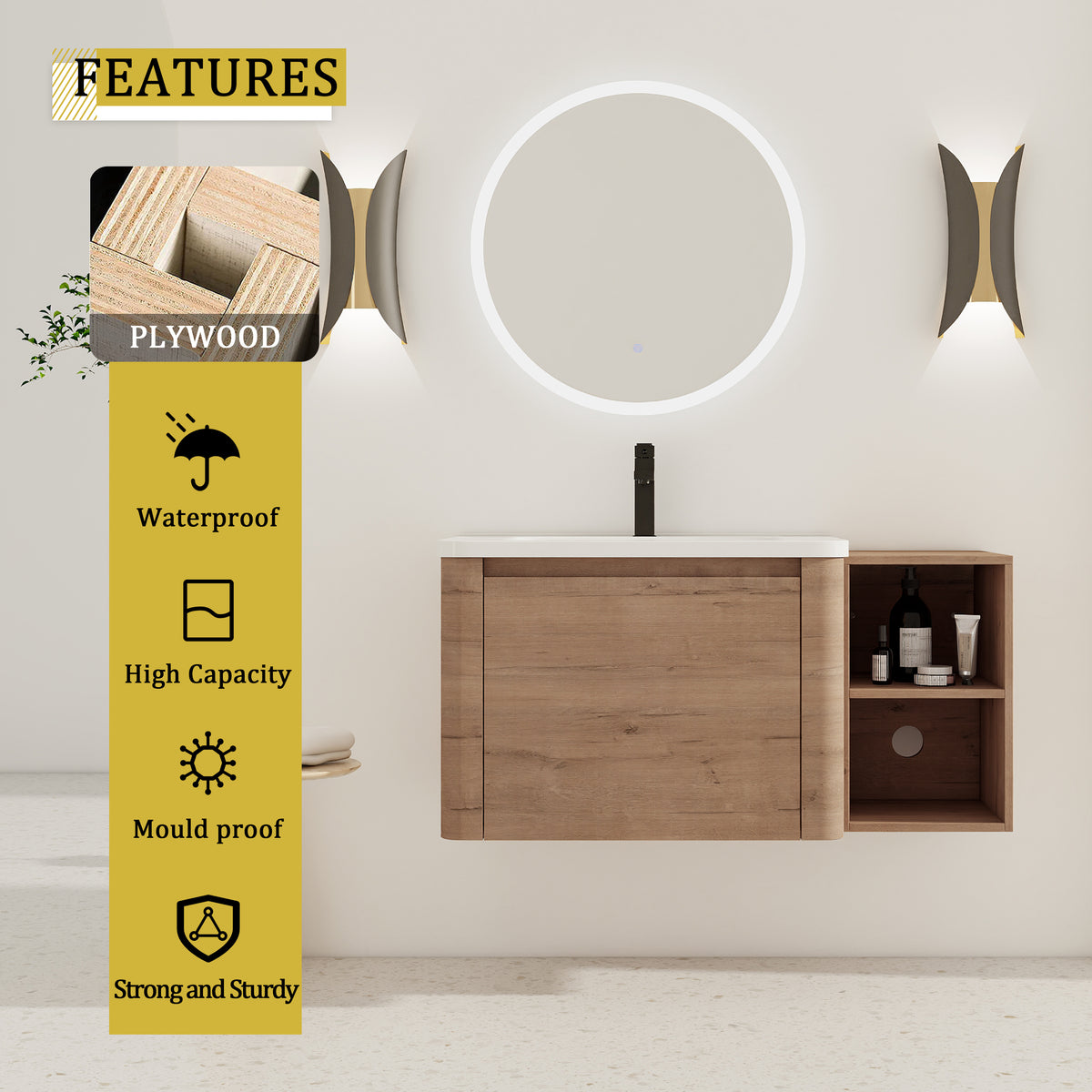 40'' Wall-Mounted Bathroom Vanity