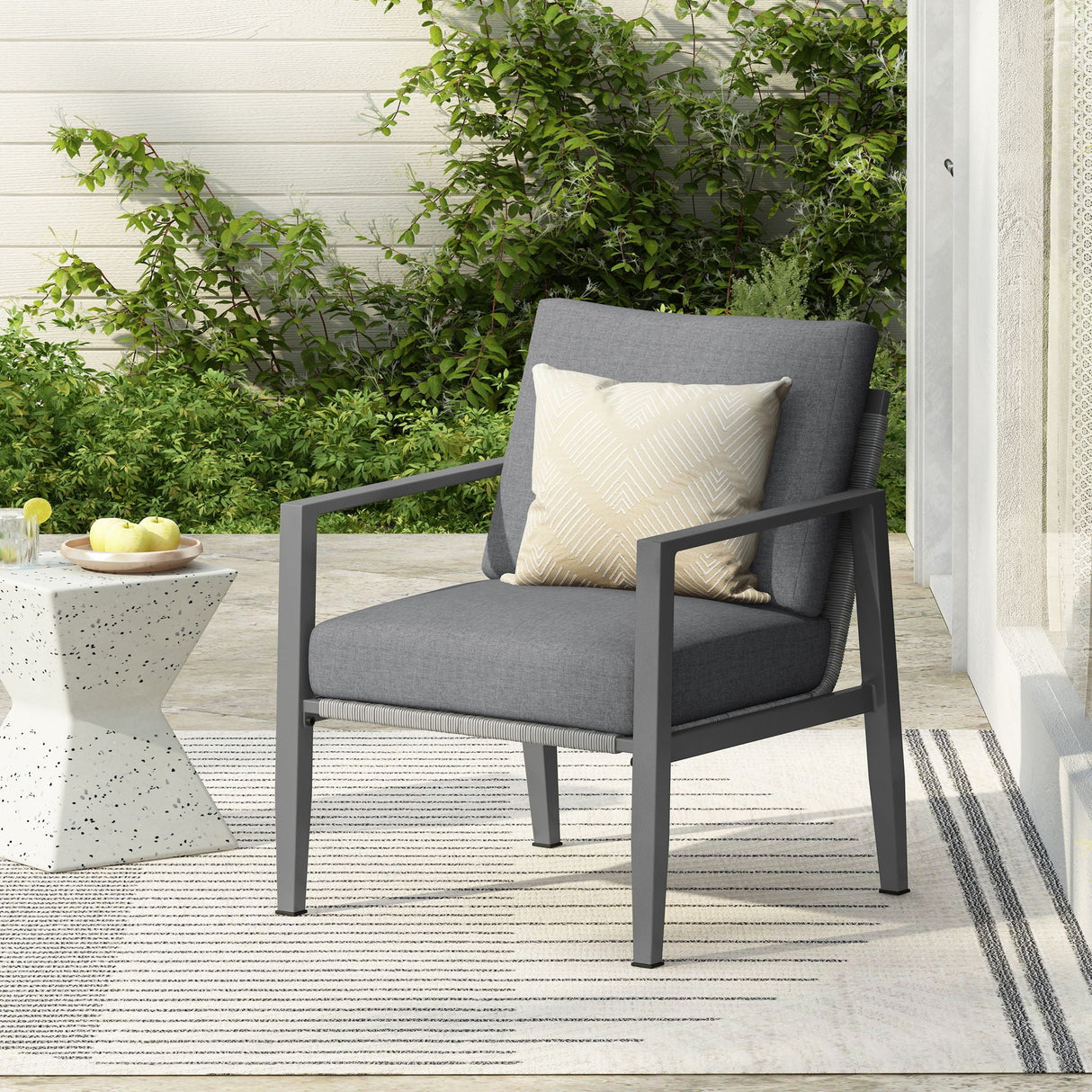 Modern Lounge Chair With Rope Accents And Cushions - Best Buy Furniture