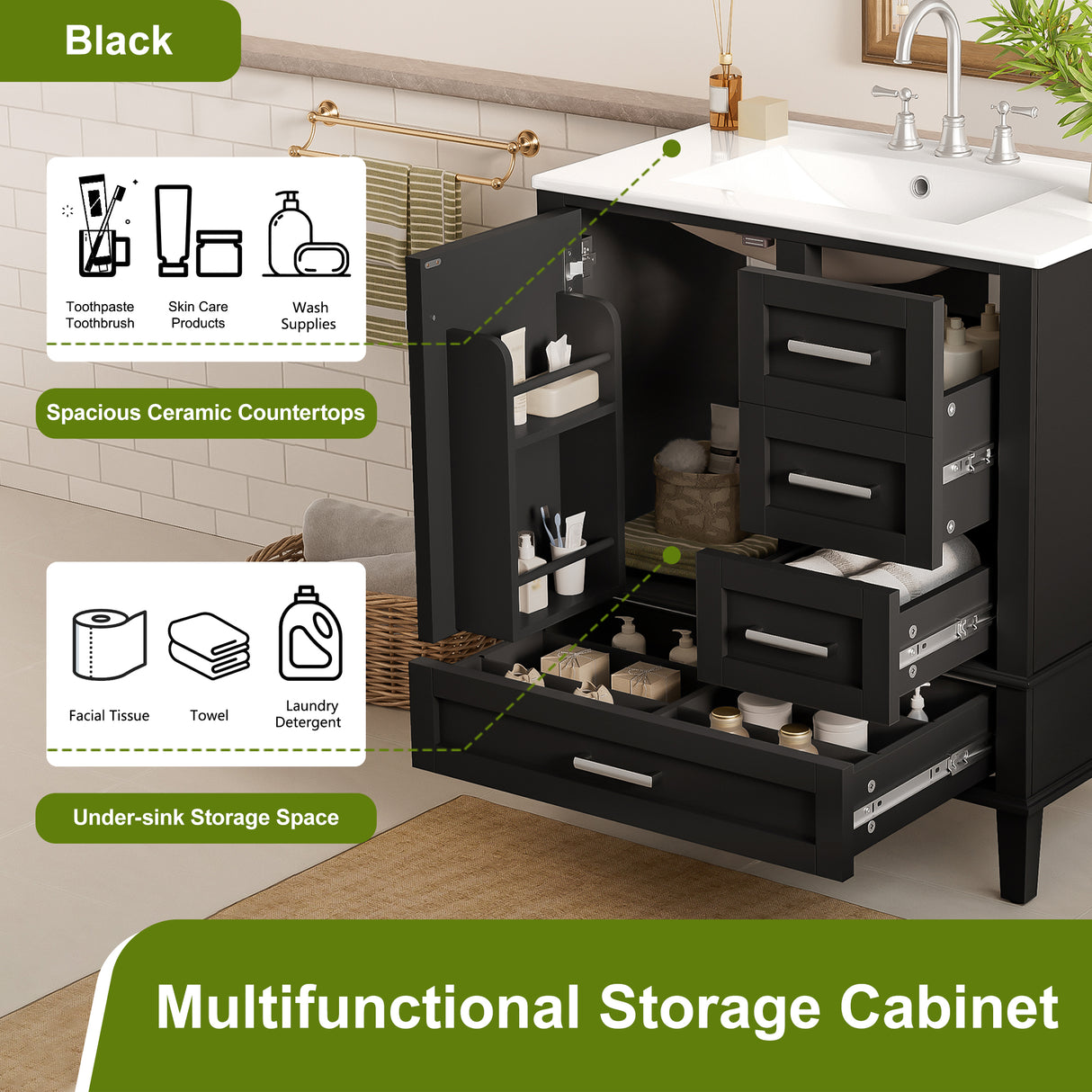 30" Bathroom Vanity with Sink Combo Set