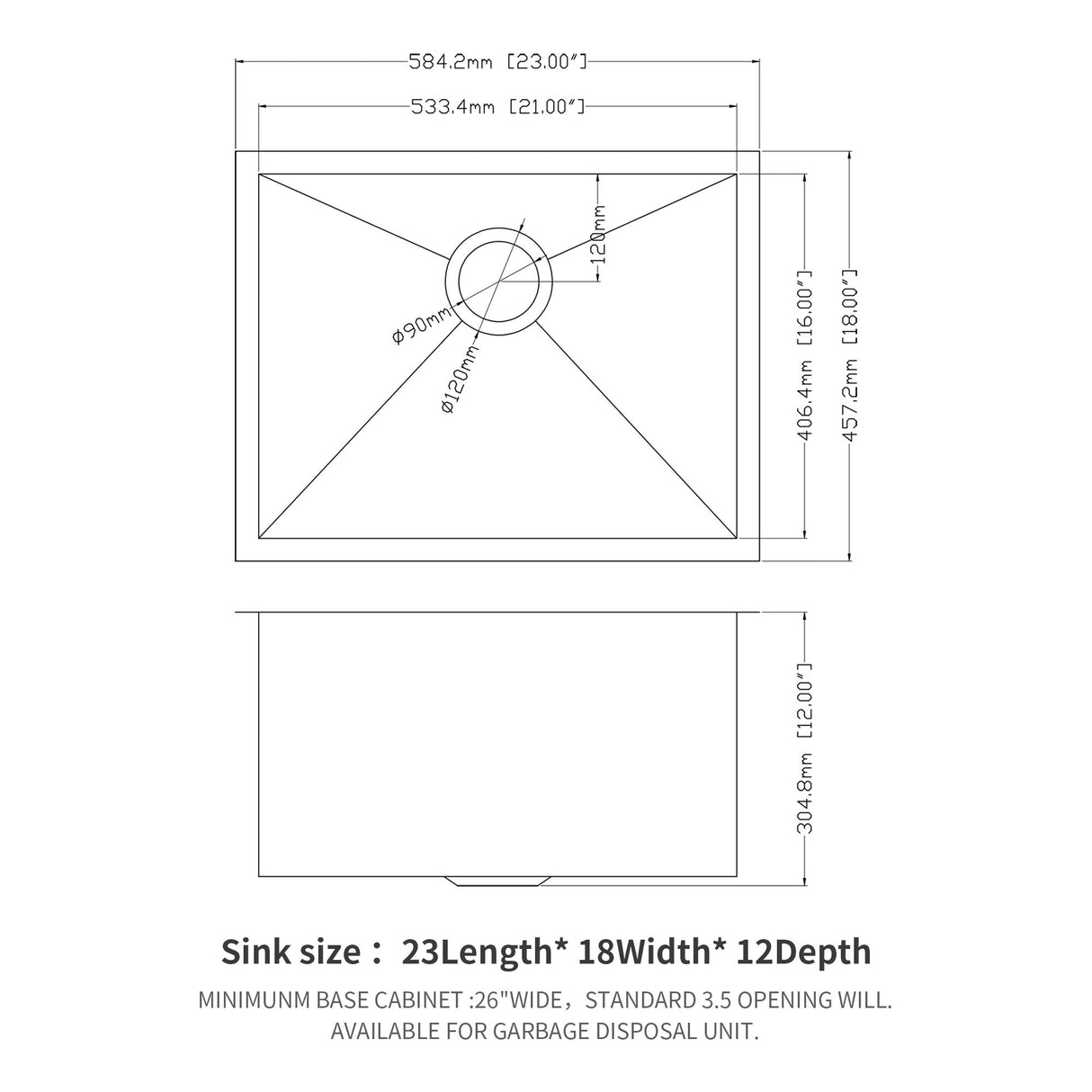 Modern Undermount Stainless Steel Kitchen Sink 16 Gauge, Deep Single Bowl