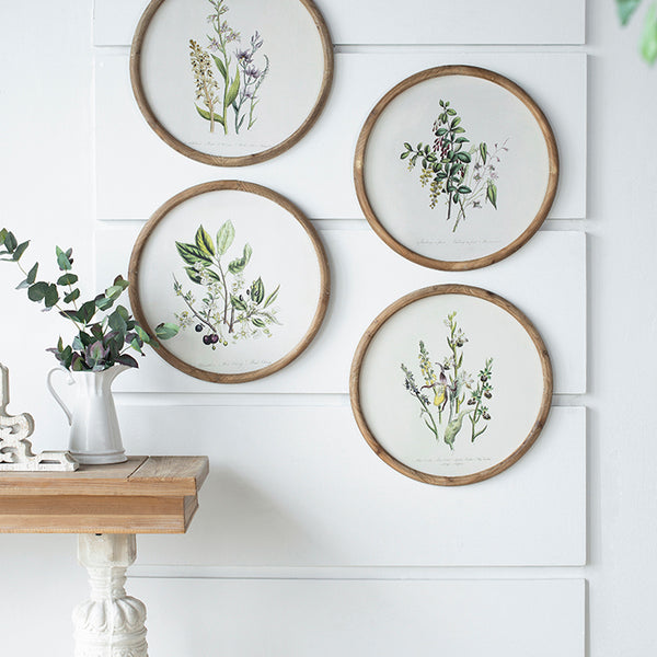 S/4 D19.7" Flora Print Round Frame
