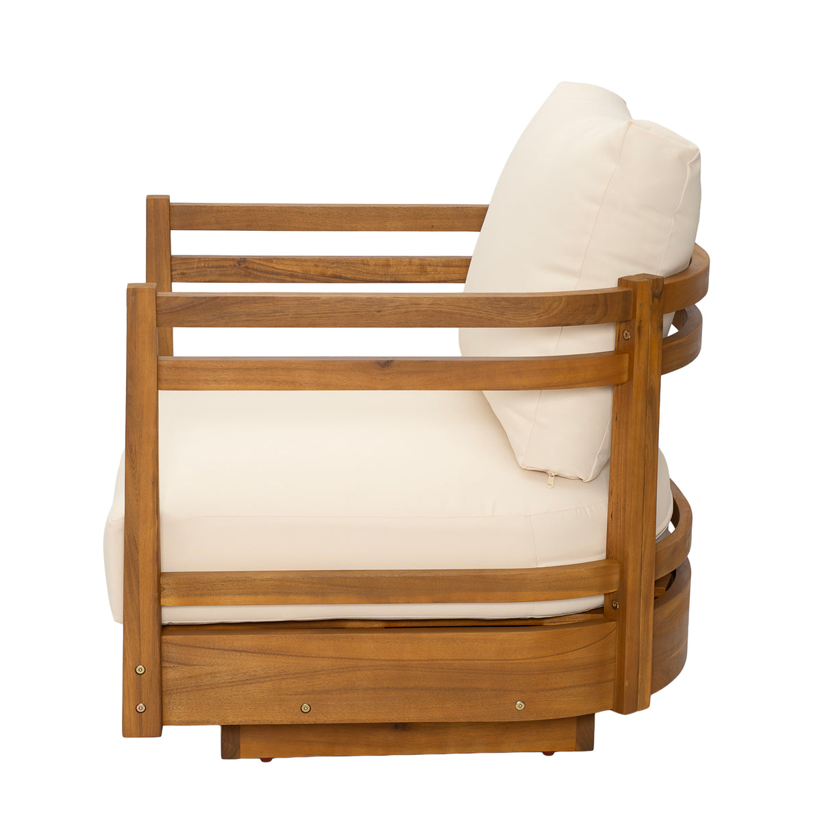 Set of 2 Acacia Wood Outdoor Swivel Chairs with Cushions