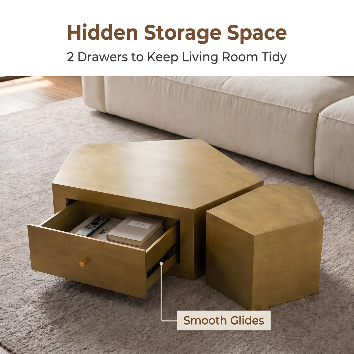 Modern Geometric Coffee Table Set of 2
