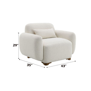 Darius - Boucle Accent Chair With 1 Toss Pillow - Beige - Best Buy Furniture