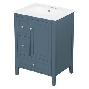 Modern Bathroom Vanity With Sink, Soft Close Drawers & Door, Storage Rack