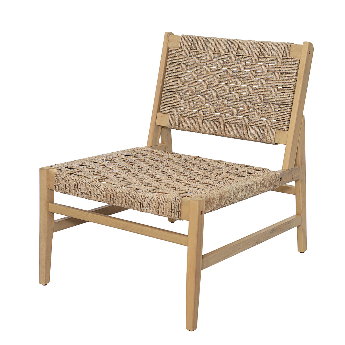 Noreen Club Chair: Acacia Wood and Wicker Woven