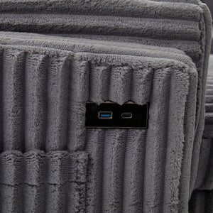 Convertible U-Shaped Sectional Sofa Bed With USB Ports And Storage