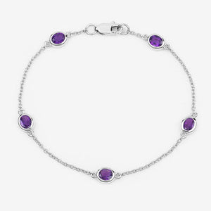 1.70 Carat Genuine Amethyst .925 Sterling Silver Bracelet