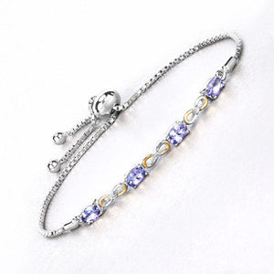 1.81 Carat Genuine Tanzanite and White Topaz .925 Sterling Silver Bracelet