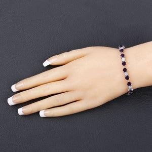 9.56 Carat Genuine Amethyst and White Diamond .925 Sterling Silver Bracelet