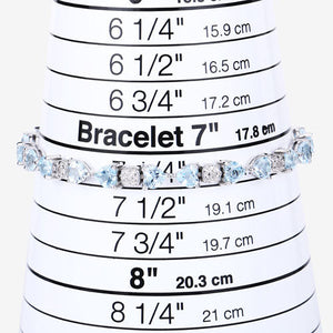 11.10 Carat Genuine Blue Topaz and White Diamond .925 Sterling Silver Bracelet