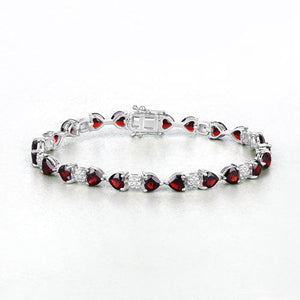 11.10 Carat Genuine Garnet and White Diamond .925 Sterling Silver Bracelet