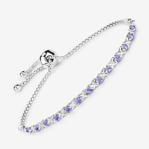 0.91 Carat Genuine Tanzanite .925 Sterling Silver Bracelet