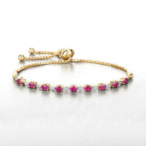 2.01 Carat Genuine Ruby and White Diamond .925 Sterling Silver Bracelet
