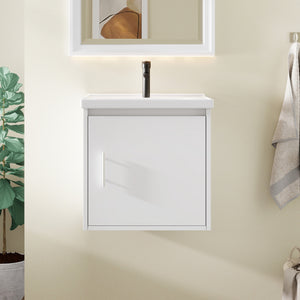 20" Floating Bathroom Vanity, Wall Mounted Plywood Cabinet