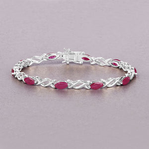 5.00 Carat Genuine Ruby 10K White Gold Bracelet