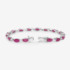 8.00 Carat Genuine Ruby 10K White Gold Bracelet