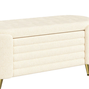 Modern Oval Storage Ottoman With Upholstery