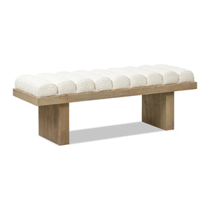 Bella 52-Inch Upholstered Accent Bench, Ivory White Boucle