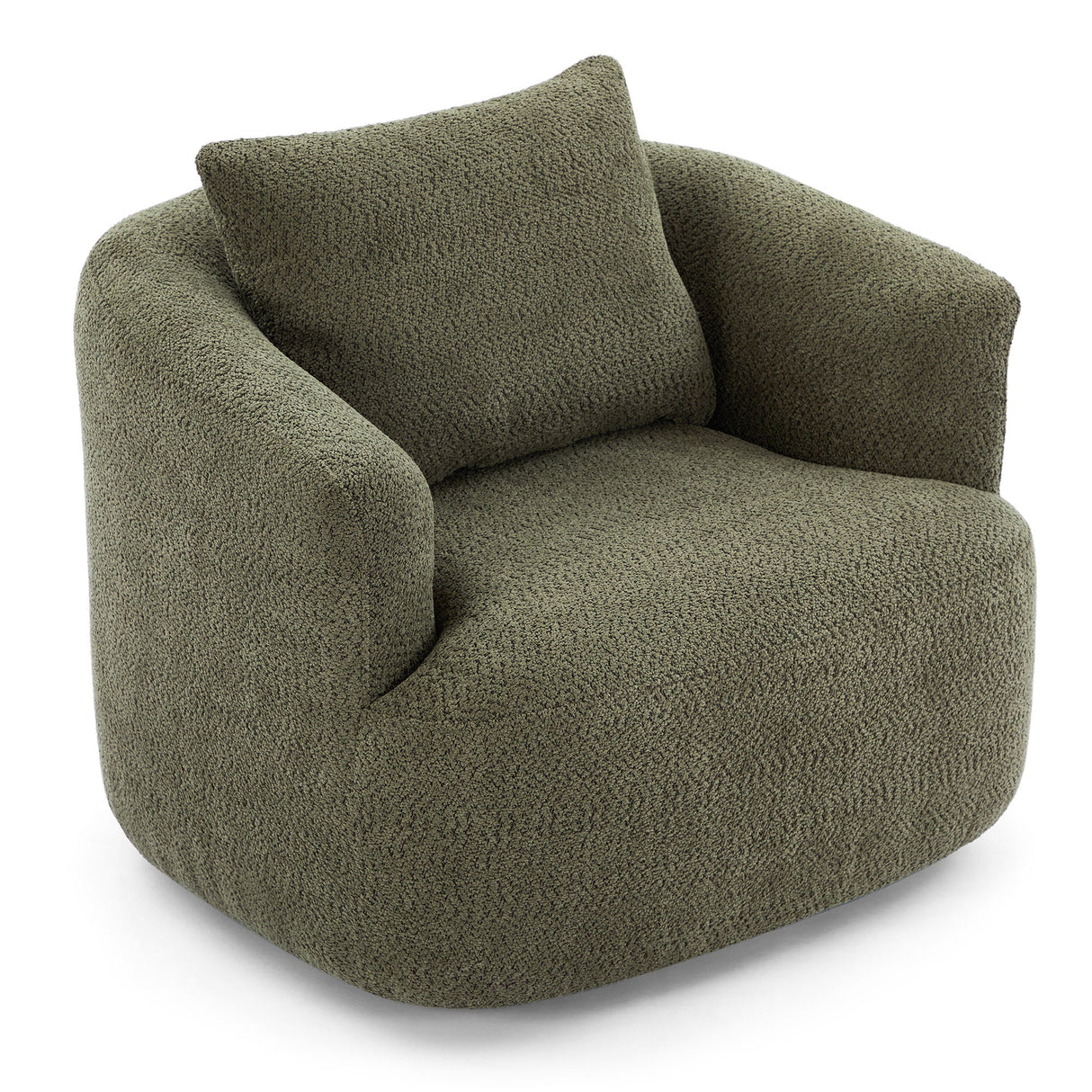 360° Swivel Barrel Sofa Chair With Throw Pillow, Upholstered Accent Chair