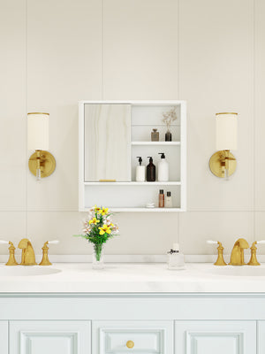 Modern Bathroom Mirror Cabinet with Open Shelves