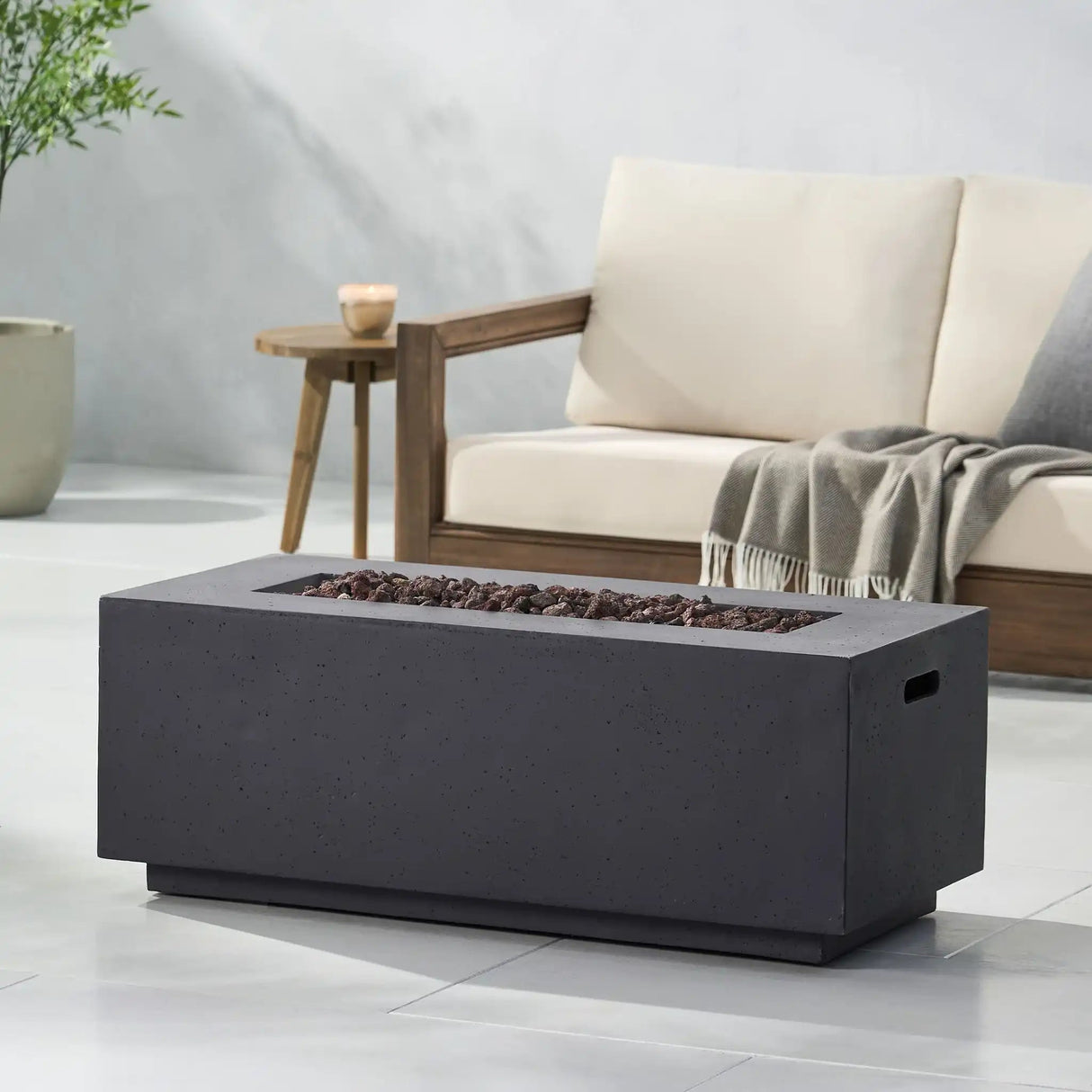 Contemporary Outdoor 40,000 Btu Propane Fire Pit - Best Buy Furniture