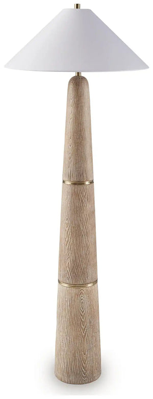 Gasparleigh - Poly Floor Lamp - Brown / Gold Finish