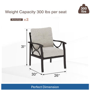 All-Weather Armchairs With Cushions, Modern Sculptural Design (Set of 2)