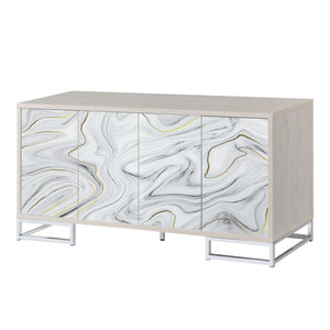 Panos - Console Cabinet - White Marcle / Chrome - Best Buy Furniture