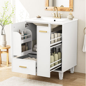 Bathroom Vanity With Sink, Deep Drawer, Door Shelf, 2 Tier Basket - Best Buy Furniture