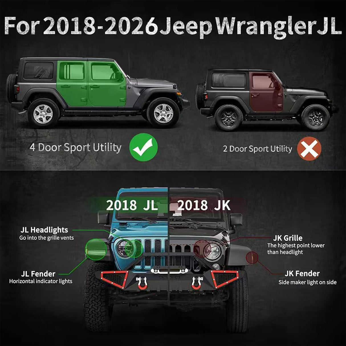 Running Boards Side Steps For 18-26 Wrangler JL (Include 4XE Model)