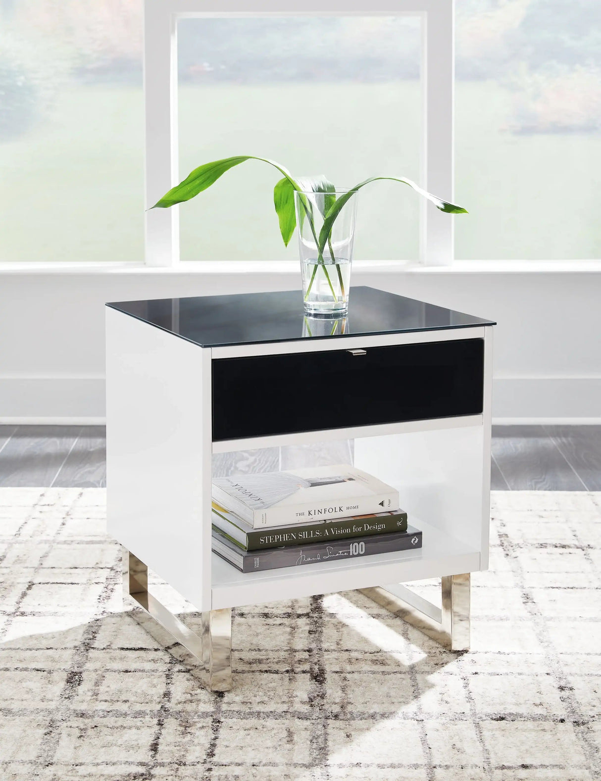Gardoni - Rectangular End Table - White / Black - Best Buy Furniture