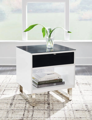Gardoni - Rectangular End Table - White / Black - Best Buy Furniture