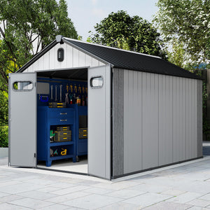 8x14Ft Resin Outdoor Storage Shed with Carpet