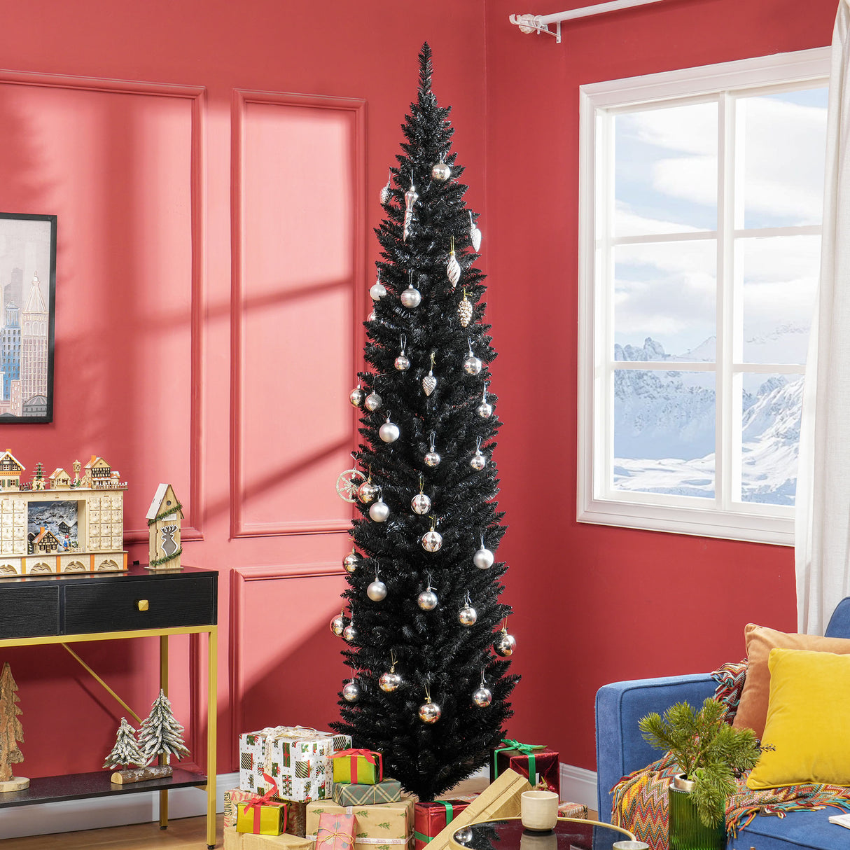 HOMCOM 8' Artificial Pencil Christmas Tree