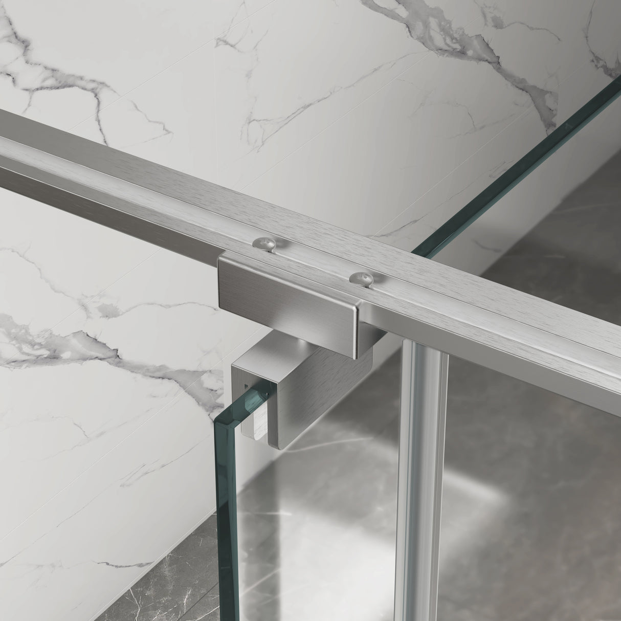 44-48"W x 74"H Pivot Shower Door with Brushed Nickel Finish