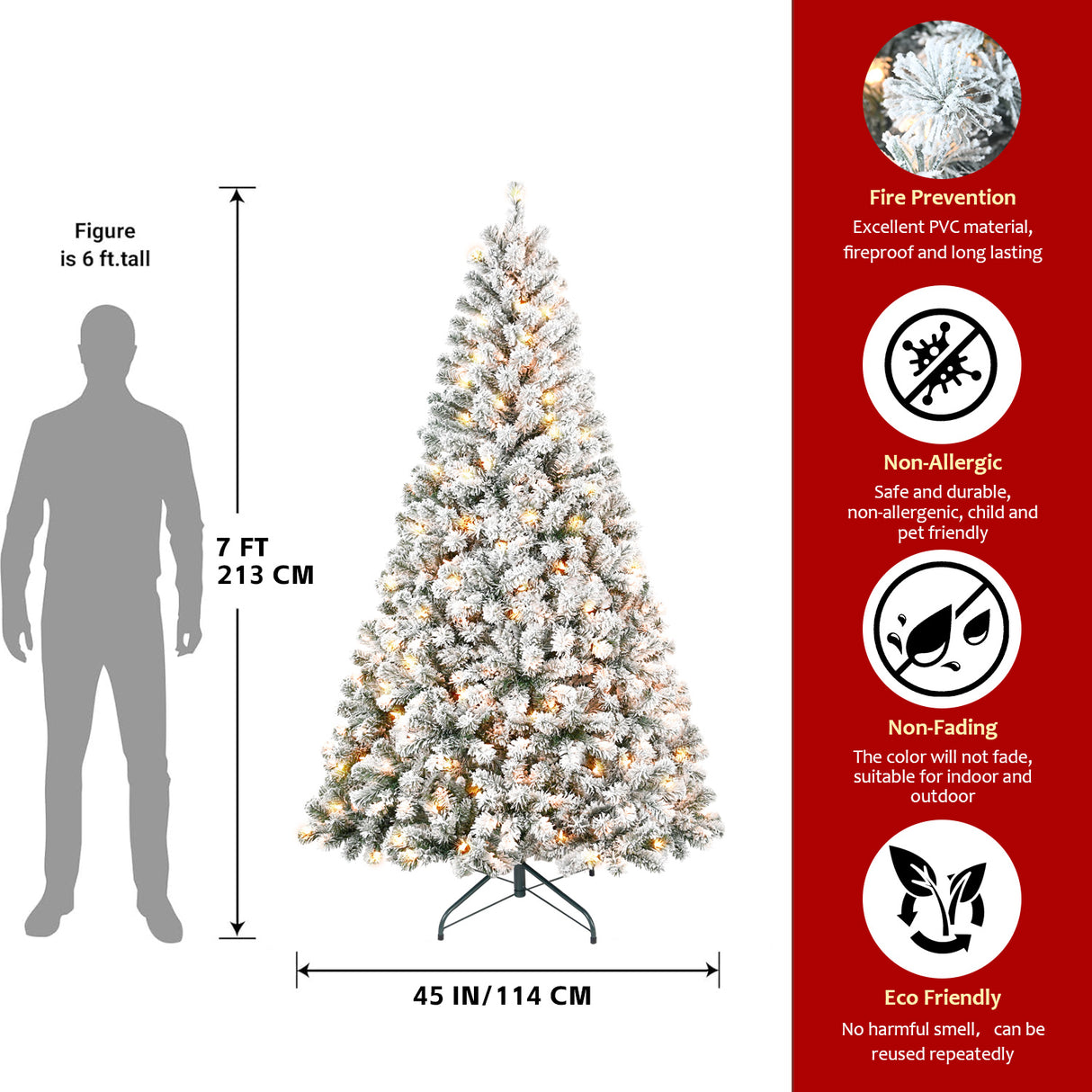 5FT Flocked Christmas Tree with 150 Warm Lights