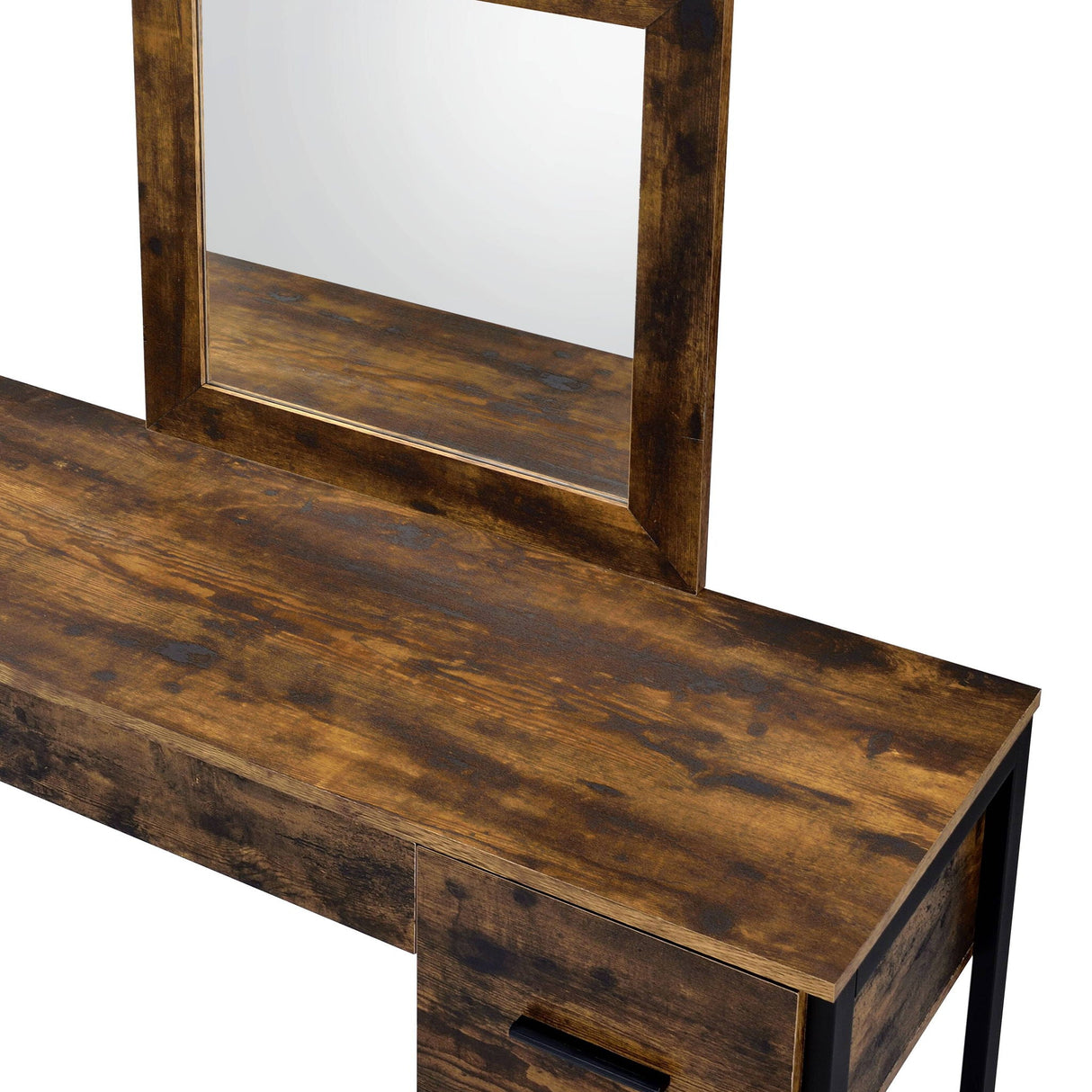 Juvanth - Rustic Vanity Desk Mirror - Oak - Best Buy Furniture