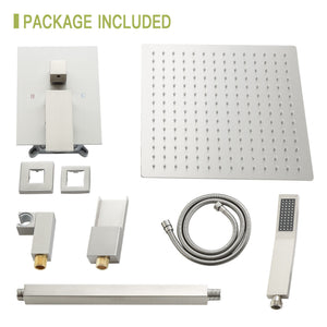 Modern Shower System With Waterfall Tub Spout, 12" Ceiling Mount Square Shower