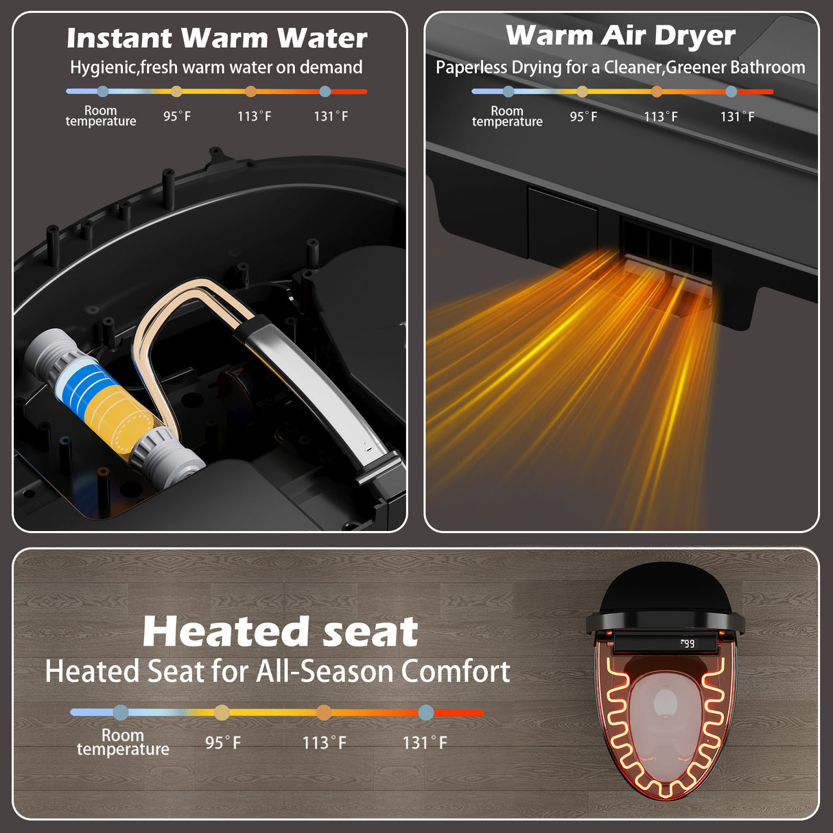 Smart Toilet with Bidet Built-In, Heated Seat, and Advanced Features